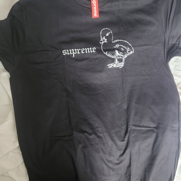 Supreme Black Tee with White Duckling Graphic